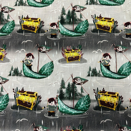 Pirate Pig on Bamboo/Spandex Jersey Fabric - Nature's Fabrics