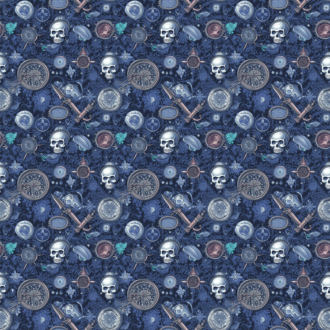 Pirate Skulls on Bamboo/Spandex Jersey Fabric - Nature's Fabrics