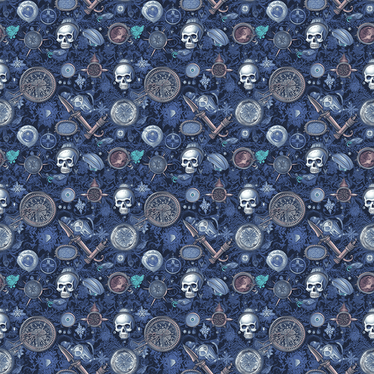 Pirate Skulls on Bamboo/Spandex Jersey Fabric - Nature's Fabrics