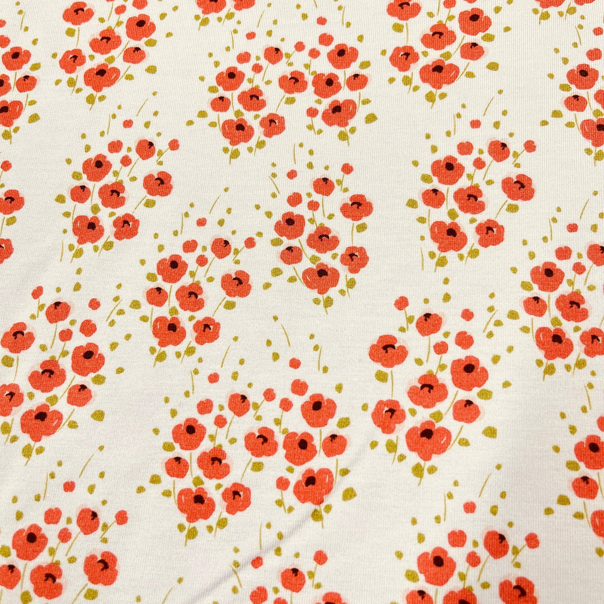 Poppy Bouquets on Bamboo/Spandex Jersey Fabric - Nature's Fabrics