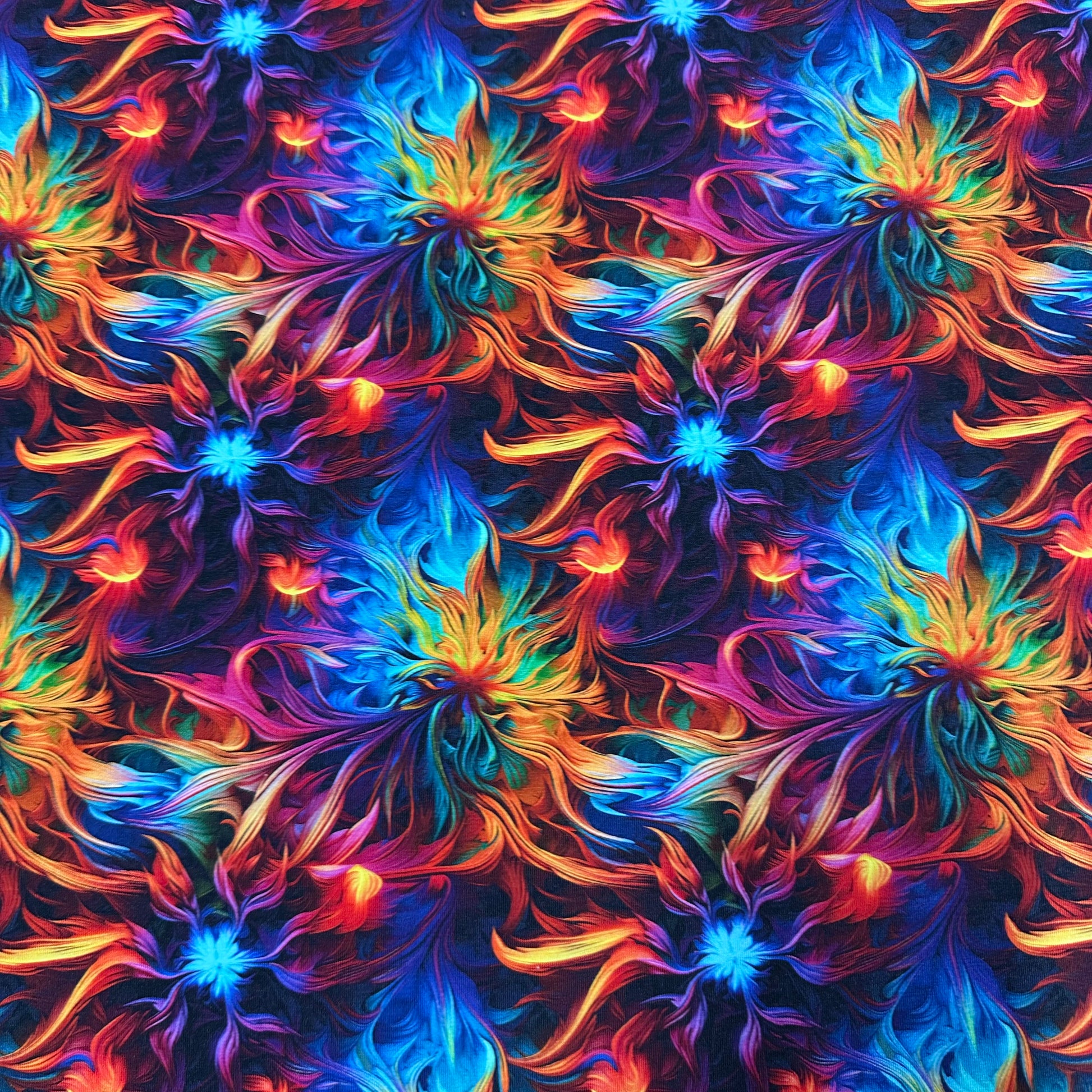 Psychedelic Brush Strokes on Bamboo Stretch French Terry Fabric - Nature's Fabrics