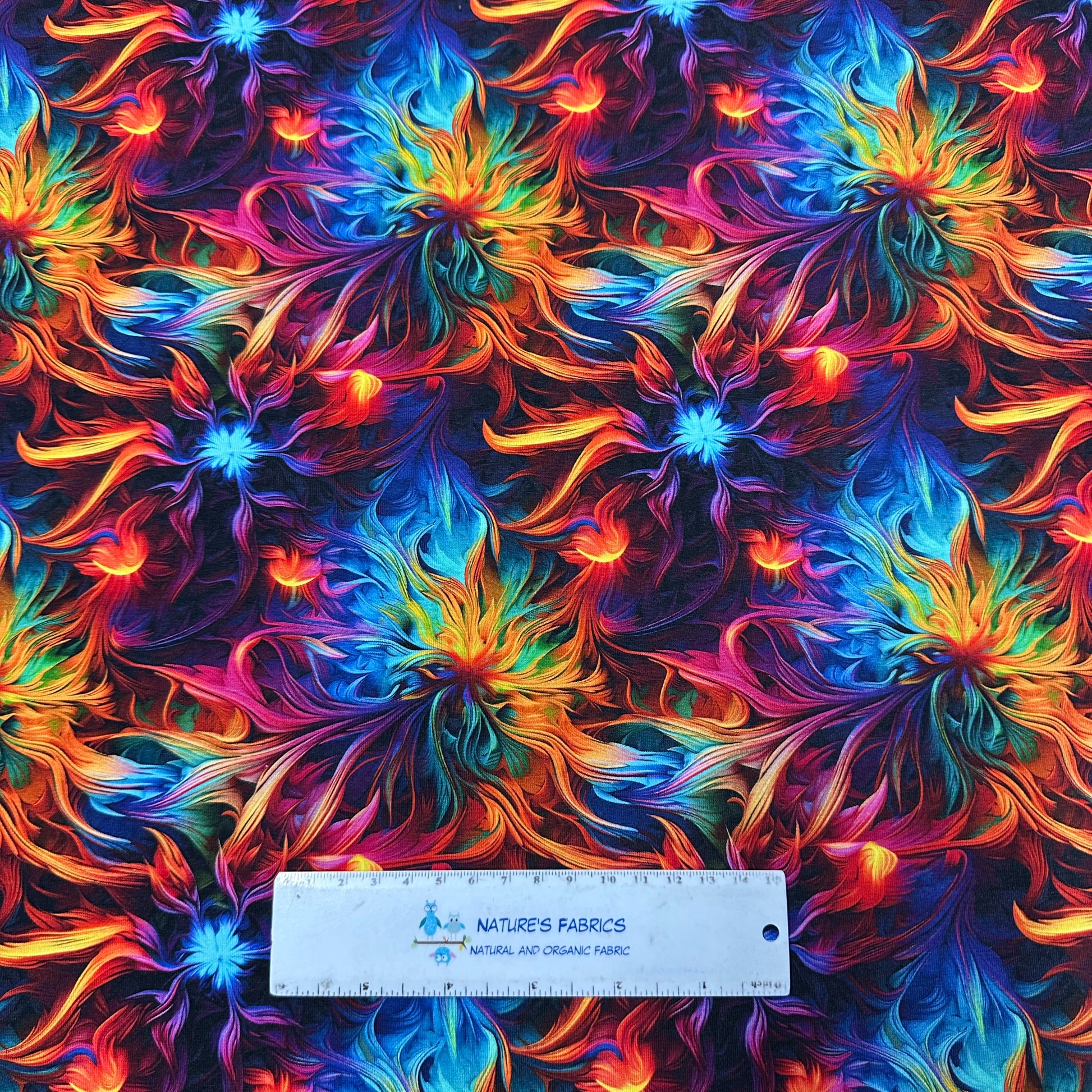 Psychedelic Brush Strokes on Bamboo Stretch French Terry Fabric - Nature's Fabrics