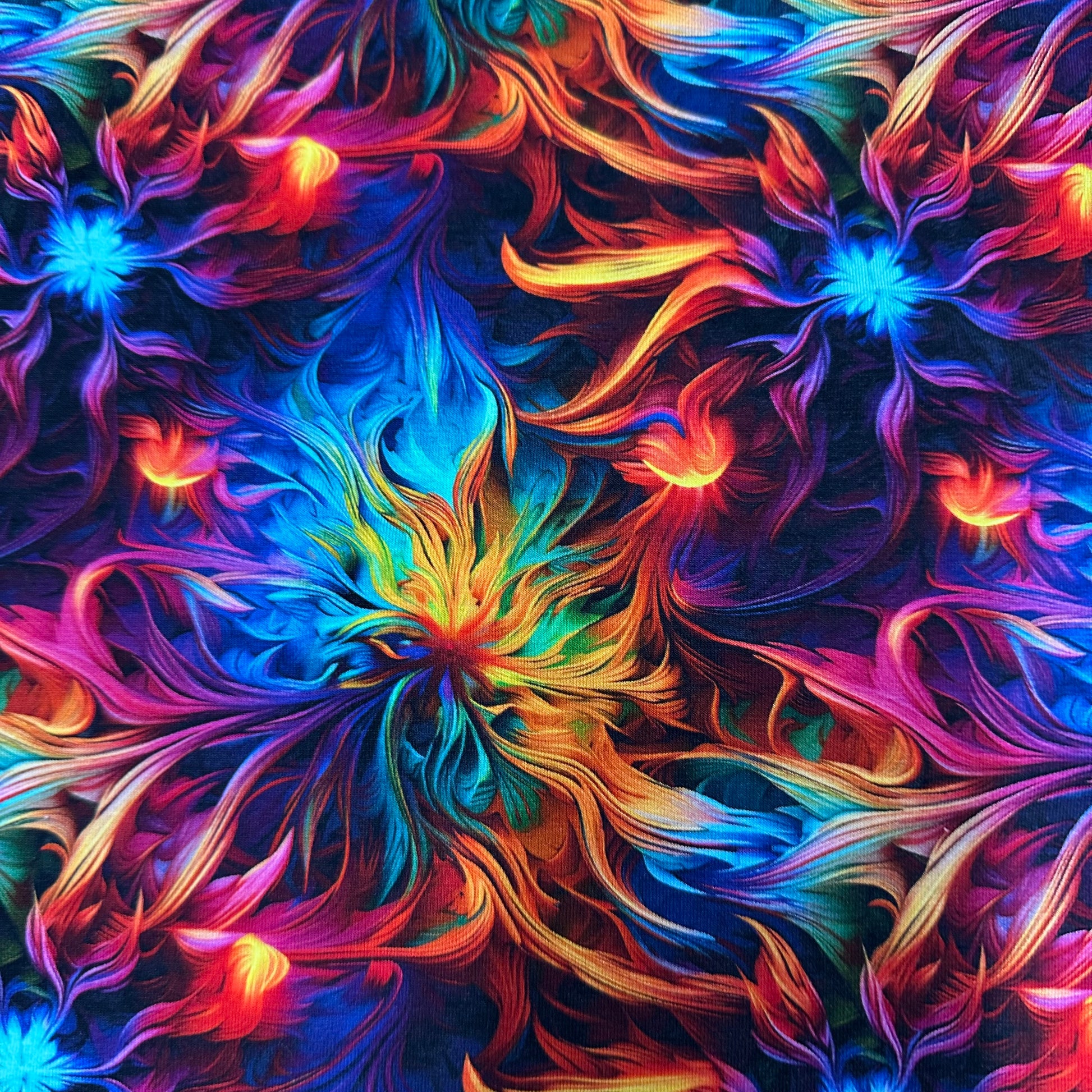 Psychedelic Brush Strokes on Bamboo Stretch French Terry Fabric - Nature's Fabrics