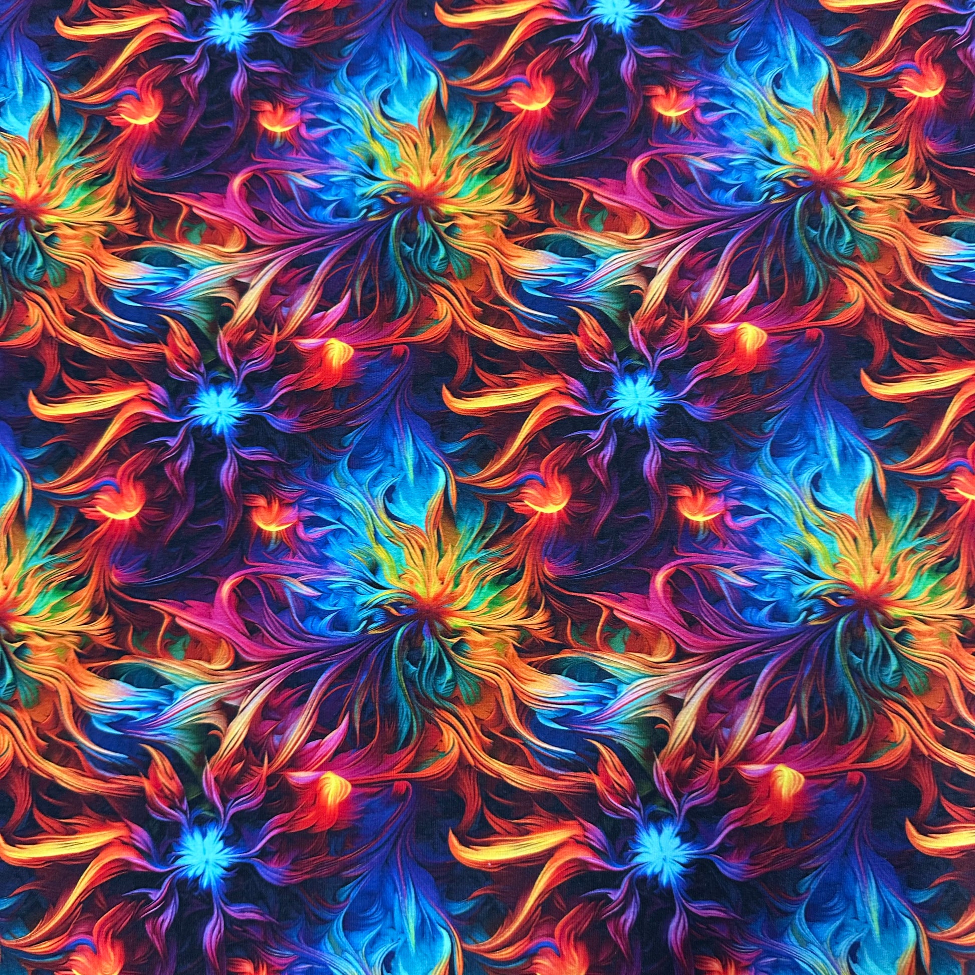 Psychedelic Brush Strokes on Bamboo Stretch French Terry Fabric - Nature's Fabrics