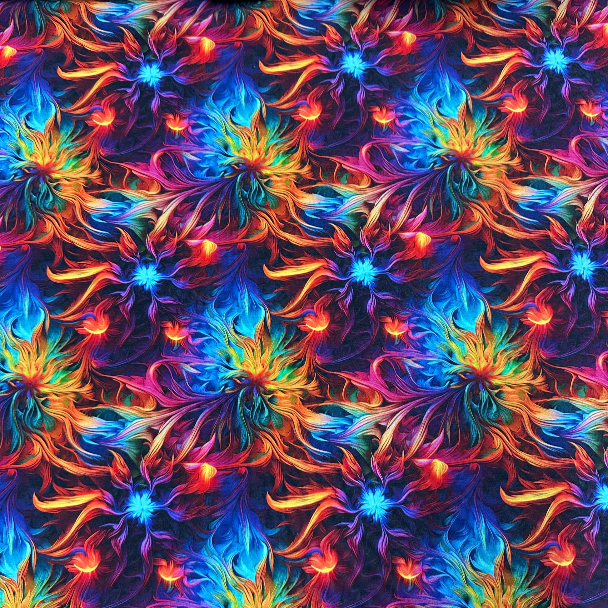 Psychedelic Brush Strokes on Bamboo Stretch French Terry Fabric - Nature's Fabrics