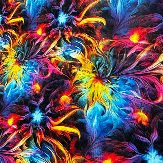 Psychedelic Brush Strokes on Polyester Velour Fabric - Nature's Fabrics