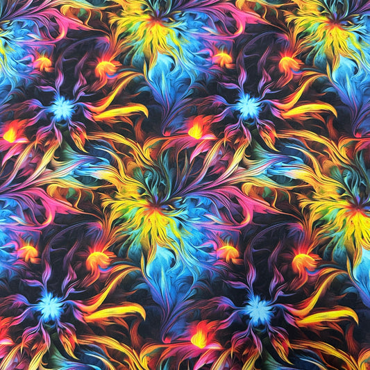 Psychedelic Brush Strokes on Polyester/Spandex Tricot Fabric - Nature's Fabrics