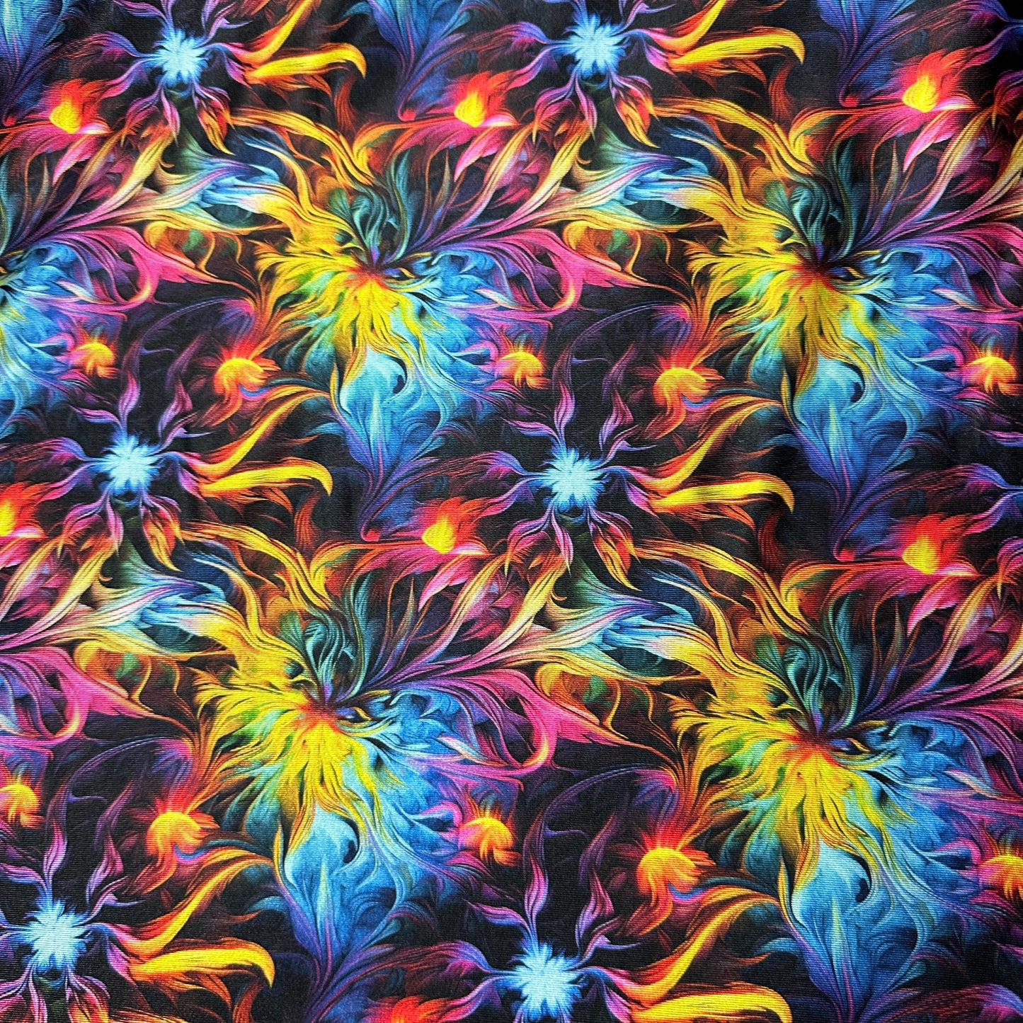 Psychedelic Brush Strokes on Scuba Athletic Knit Fabric - Nature's Fabrics