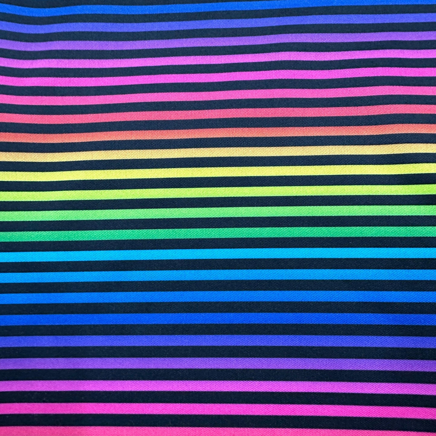 Rainbow and Black Stripes on 1 mil PUL Fabric - Made in the USA - Nature's Fabrics