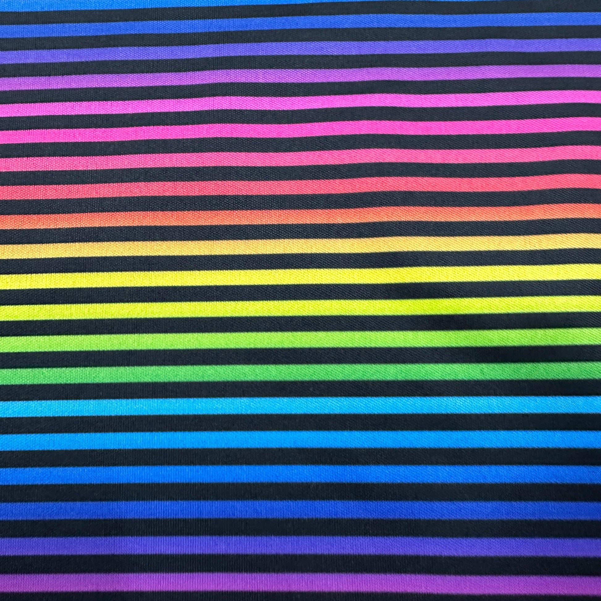 Rainbow and Black Stripes on 1 mil PUL Fabric - Made in the USA - Nature's Fabrics