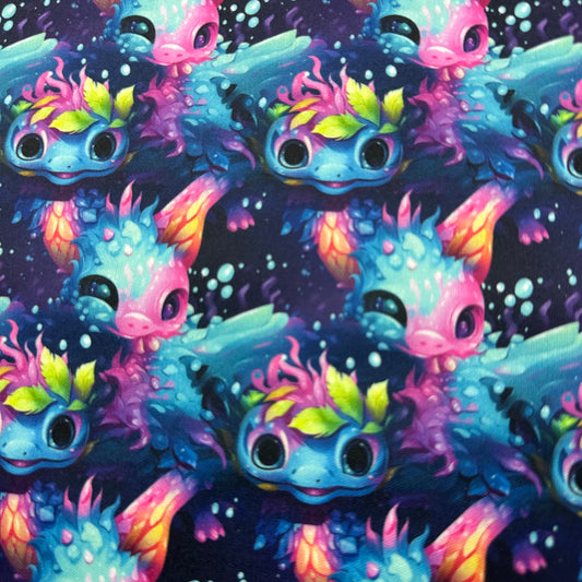 Rainbow Axolotls 1 mil PUL Fabric - Made in the USA - Nature's Fabrics