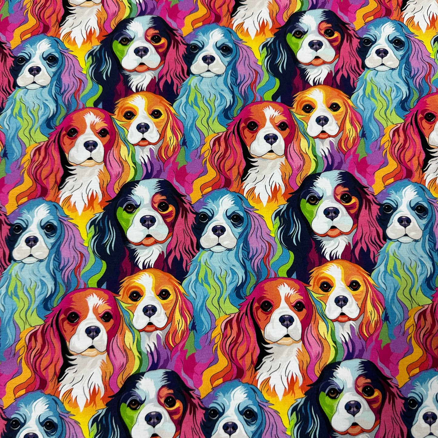 Rainbow Dogs on Bamboo/Spandex Jersey Fabric - Nature's Fabrics