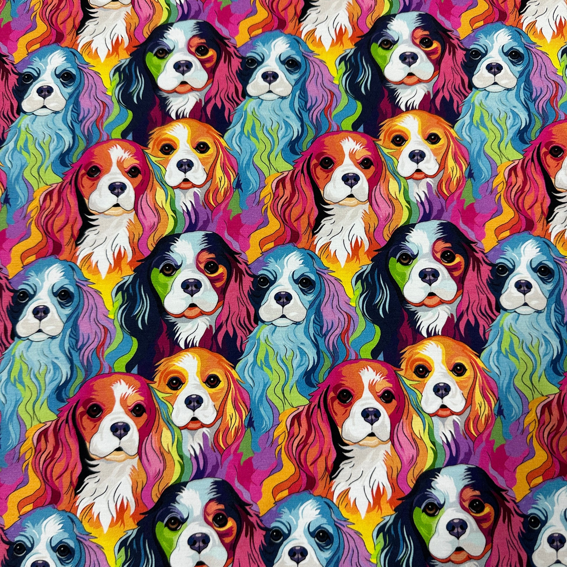 Rainbow Dogs on Bamboo/Spandex Jersey Fabric - Nature's Fabrics