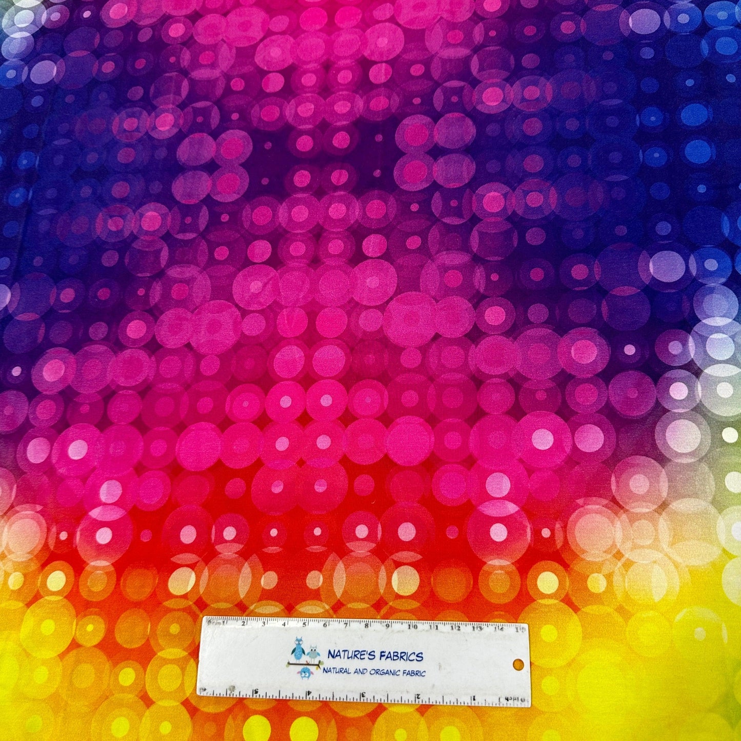 Rainbow Dots on Bamboo/Spandex Jersey Fabric - Nature's Fabrics