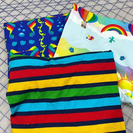 Rainbow Seahorse Cotton/spandex Jersey Fabric Bundle #455 - Nature's Fabrics