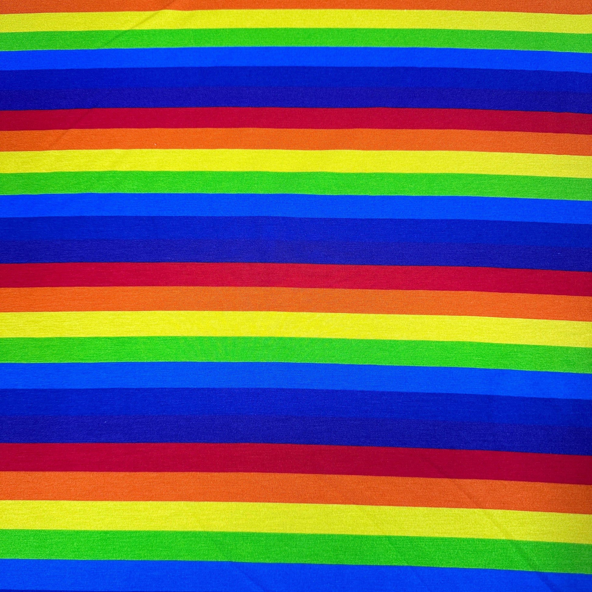 Rainbow Stripe on Bamboo/Spandex Jersey Fabric - Nature's Fabrics