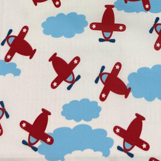 Red Airplanes 1 mil PUL Fabric - Made in the USA - Nature's Fabrics