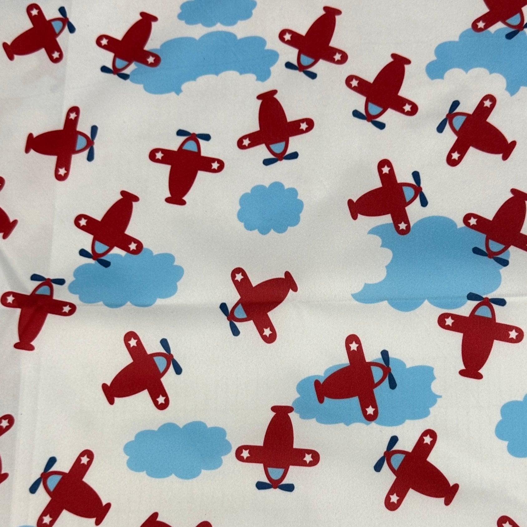 Red Airplanes 1 mil PUL Fabric - Made in the USA - Nature's Fabrics