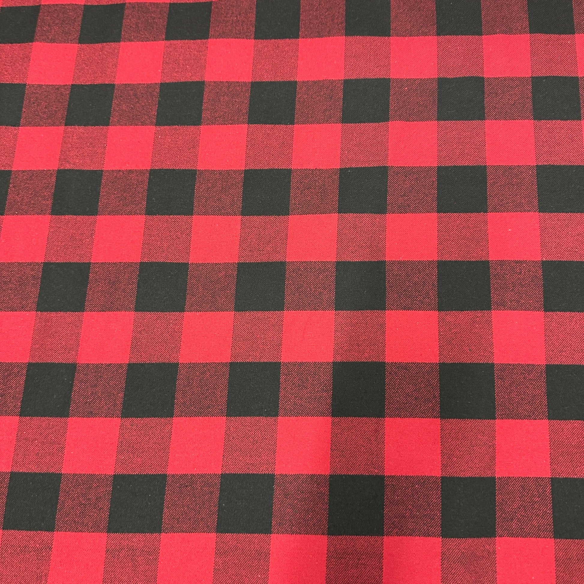 Red and Black Plaid Cotton Flannel Fabric