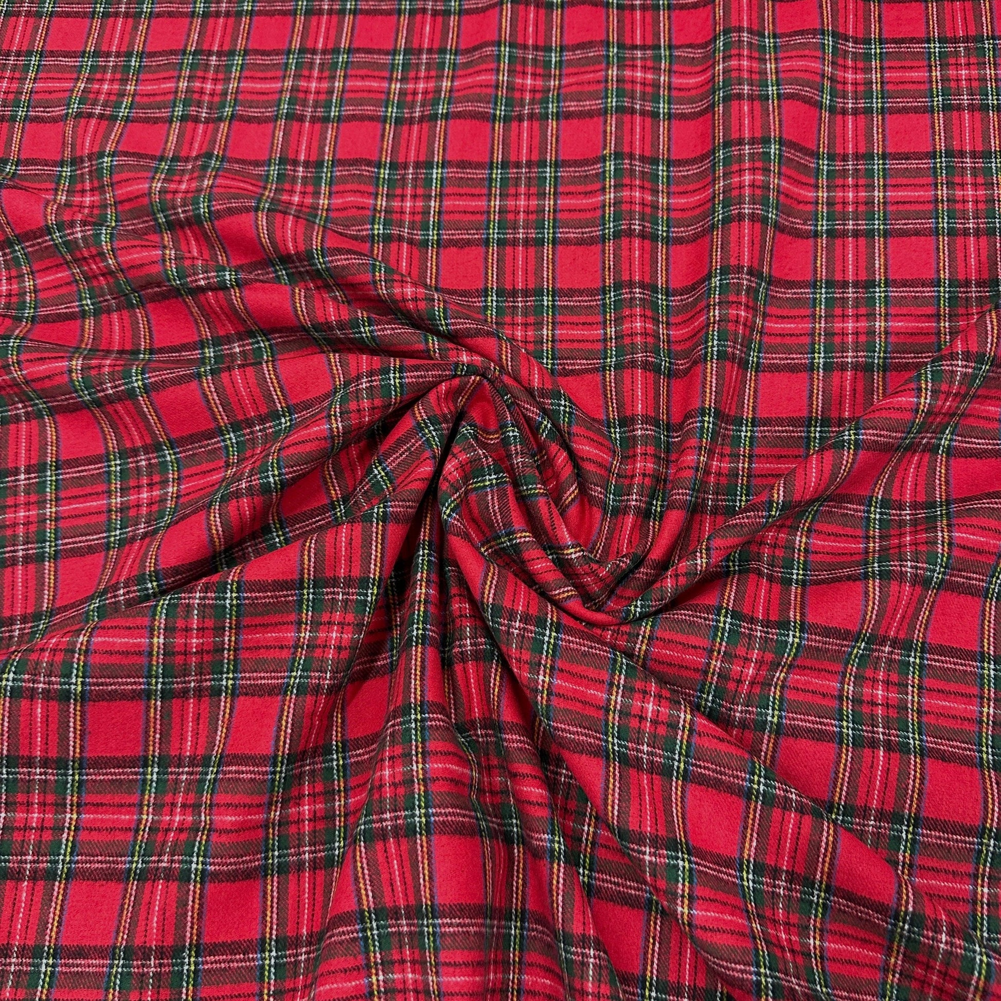 Red and Green Plaid Cotton Flannel Fabric