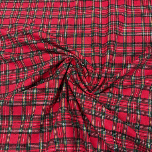 Red and Green Plaid Cotton Flannel Fabric - Nature's Fabrics