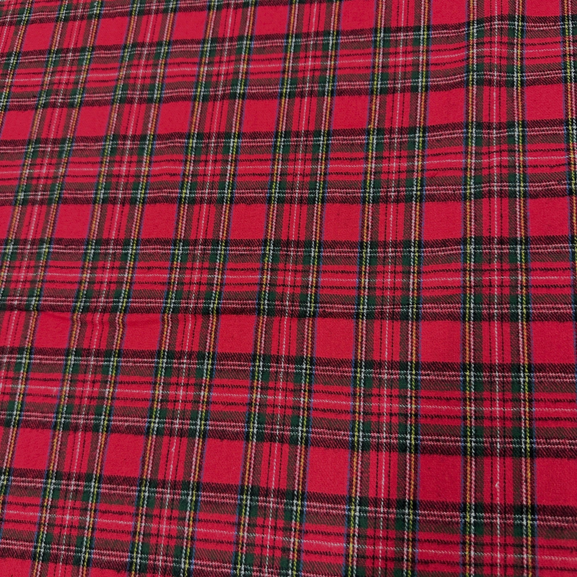 Green / Red Tartan Plaid Cotton Flannel Fabric