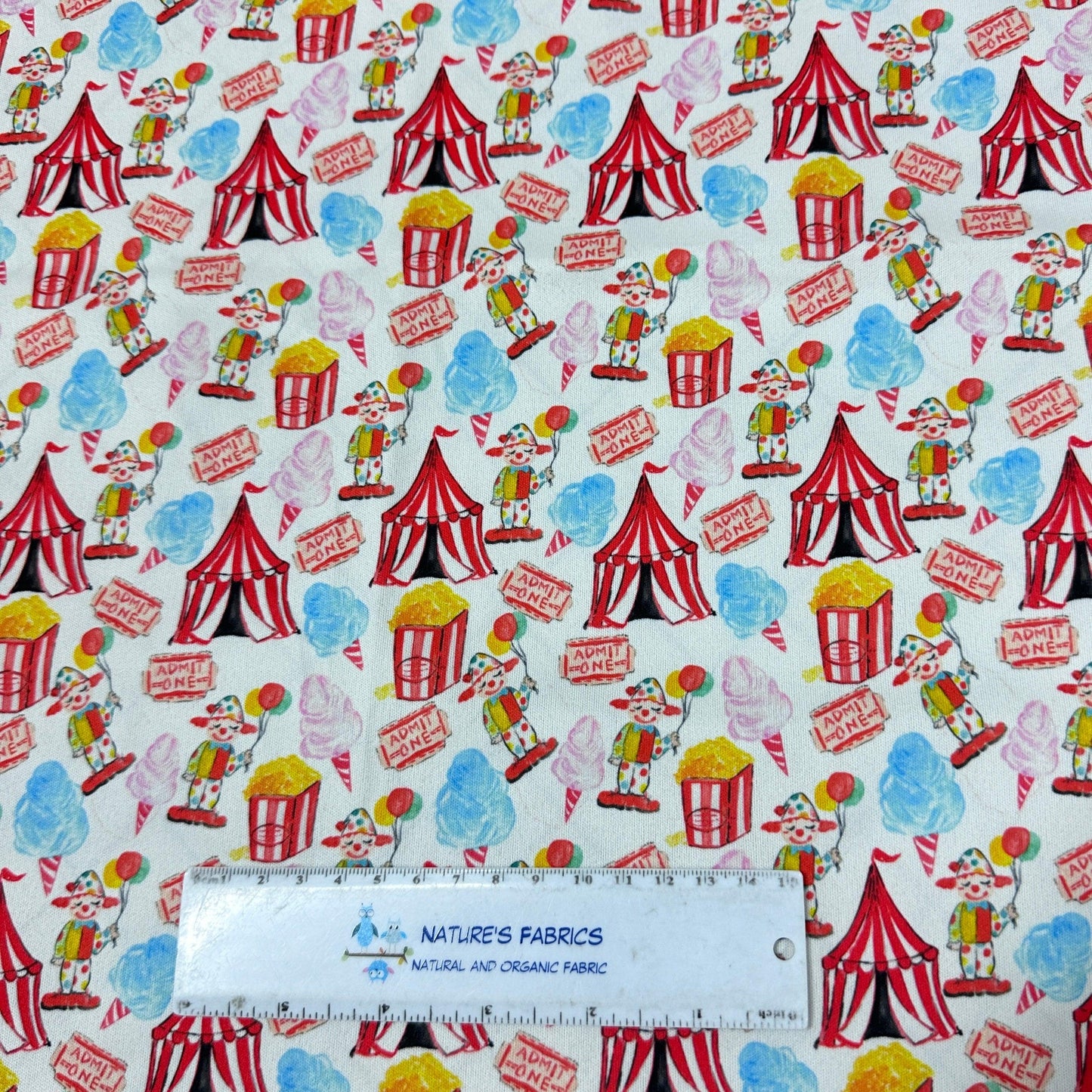 Red and White Circus 1 mil PUL Fabric - Made in the USA - Nature's Fabrics