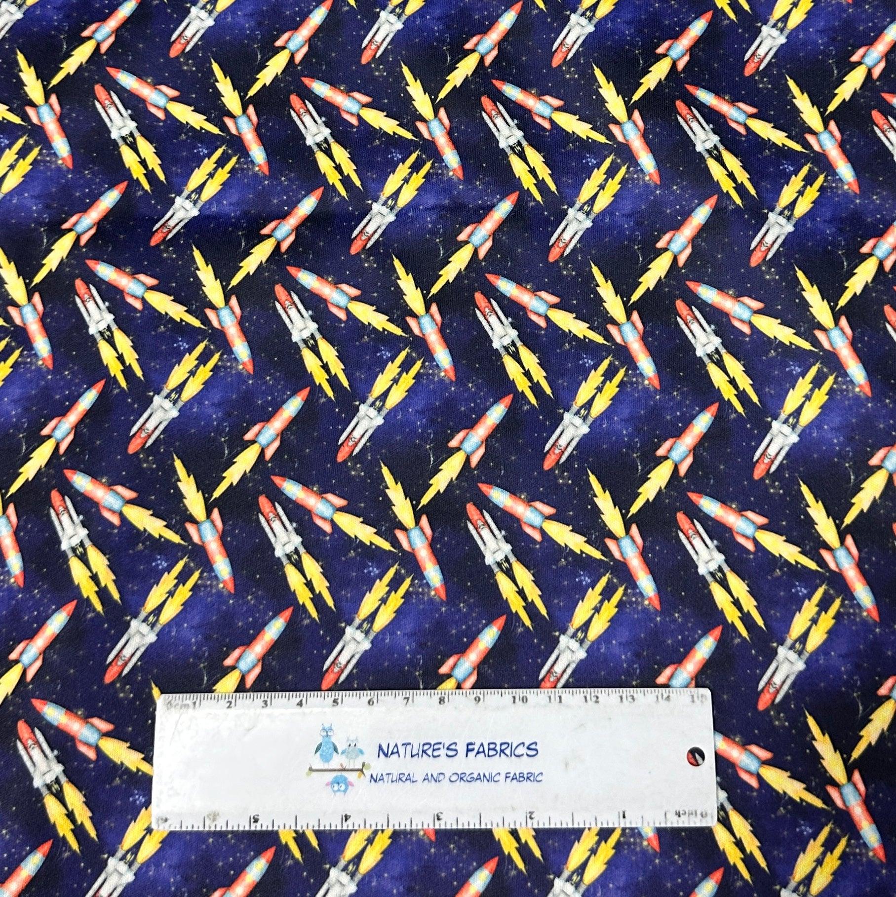 Rockets on Navy 1 mil PUL Fabric - Made in the USA - Nature's Fabrics