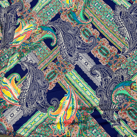 Royal Paisley on Nylon/Polyester/Spandex Jersey Fabric - Nature's Fabrics