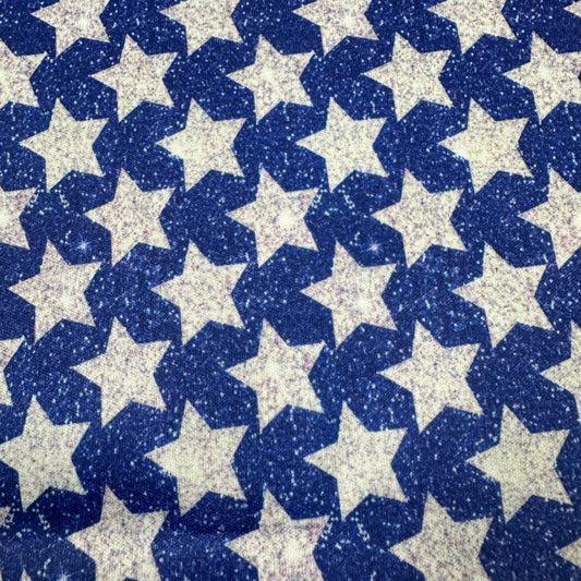 Silver Stars on Blue 1 mil PUL Fabric - Made in the USA - Nature's Fabrics