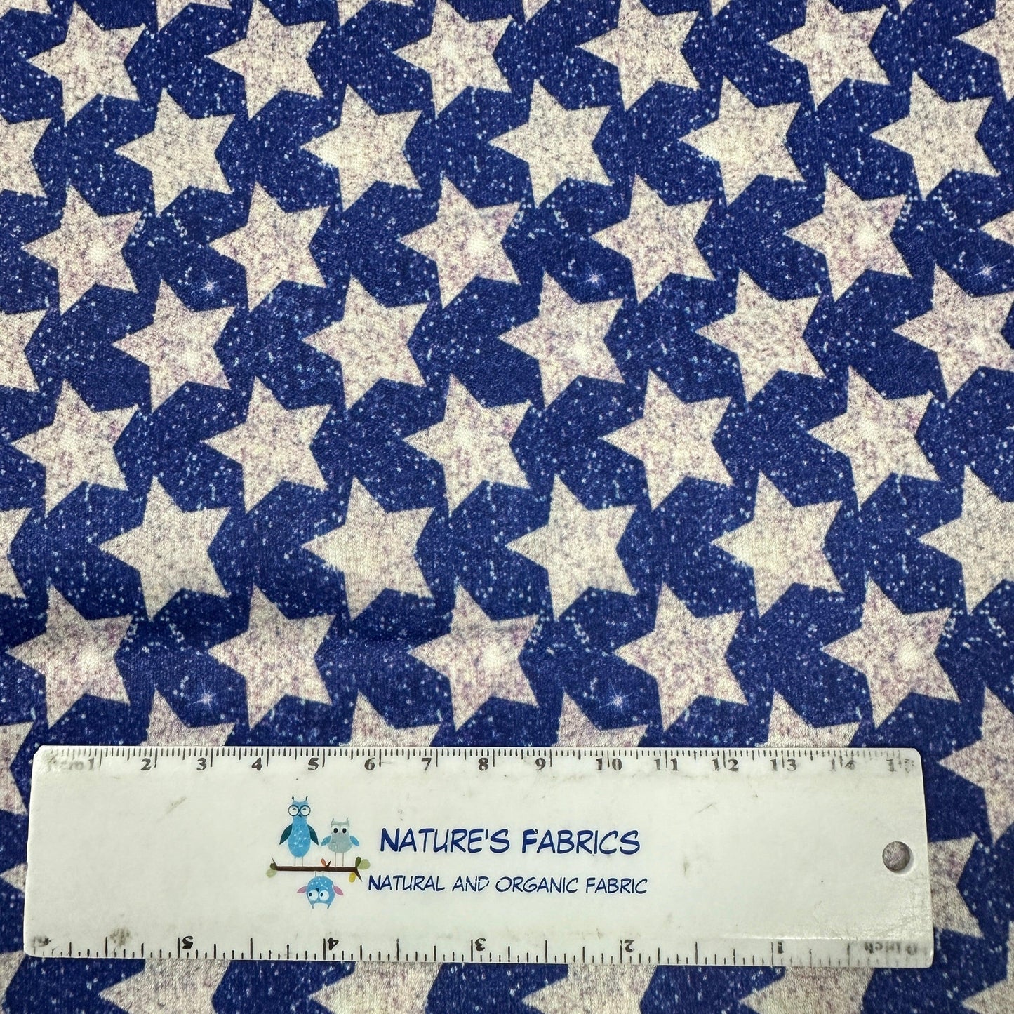 Silver Stars on Blue 1 mil PUL Fabric - Made in the USA - Nature's Fabrics