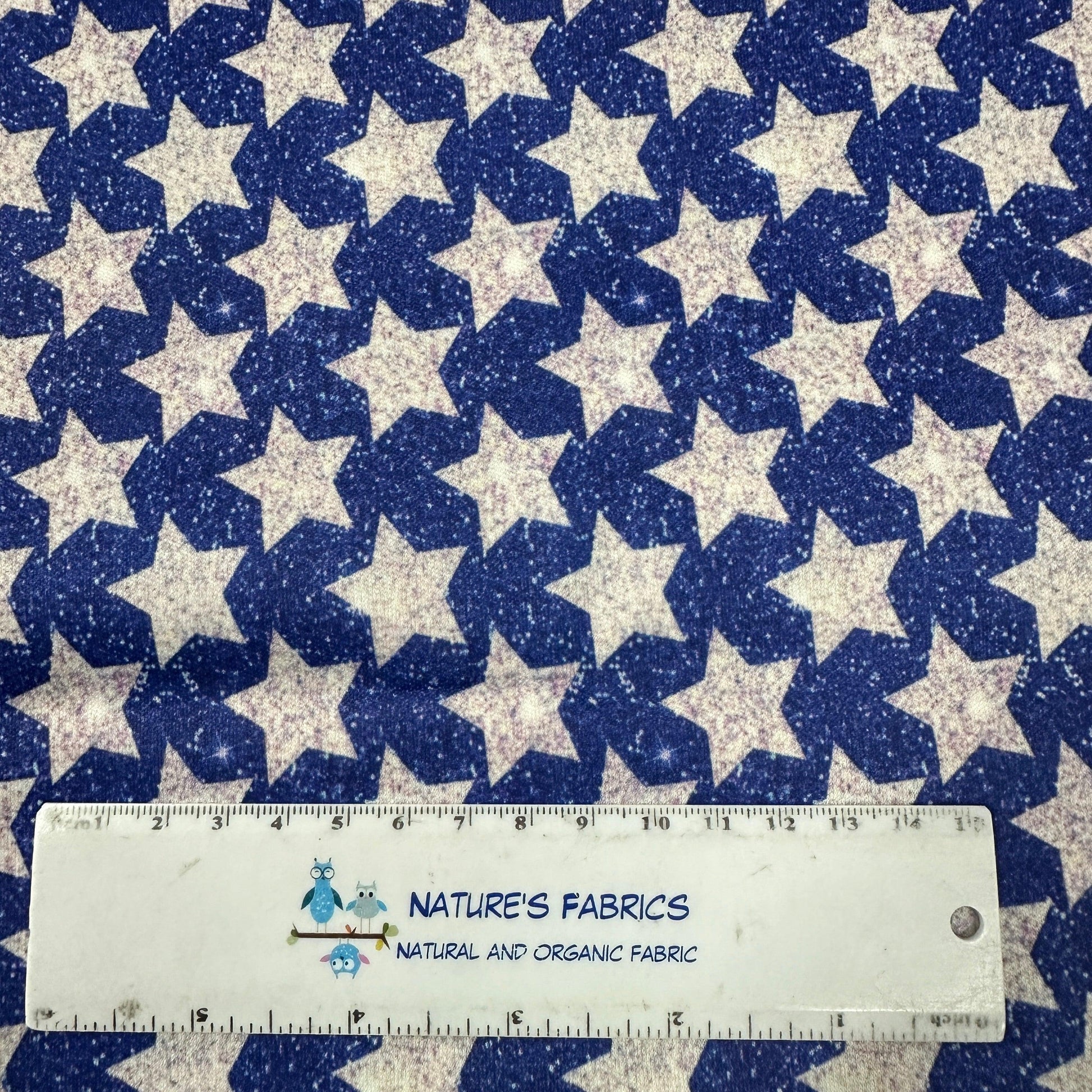 Silver Stars on Blue 1 mil PUL Fabric - Made in the USA - Nature's Fabrics