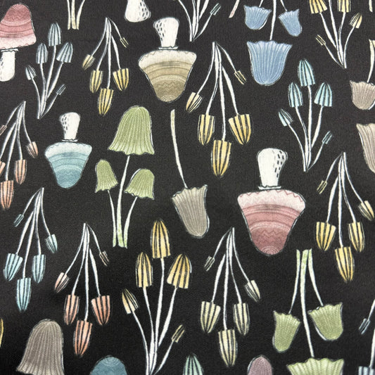 Sketched Mushrooms 1 mil PUL Fabric - Made in the USA - Nature's Fabrics