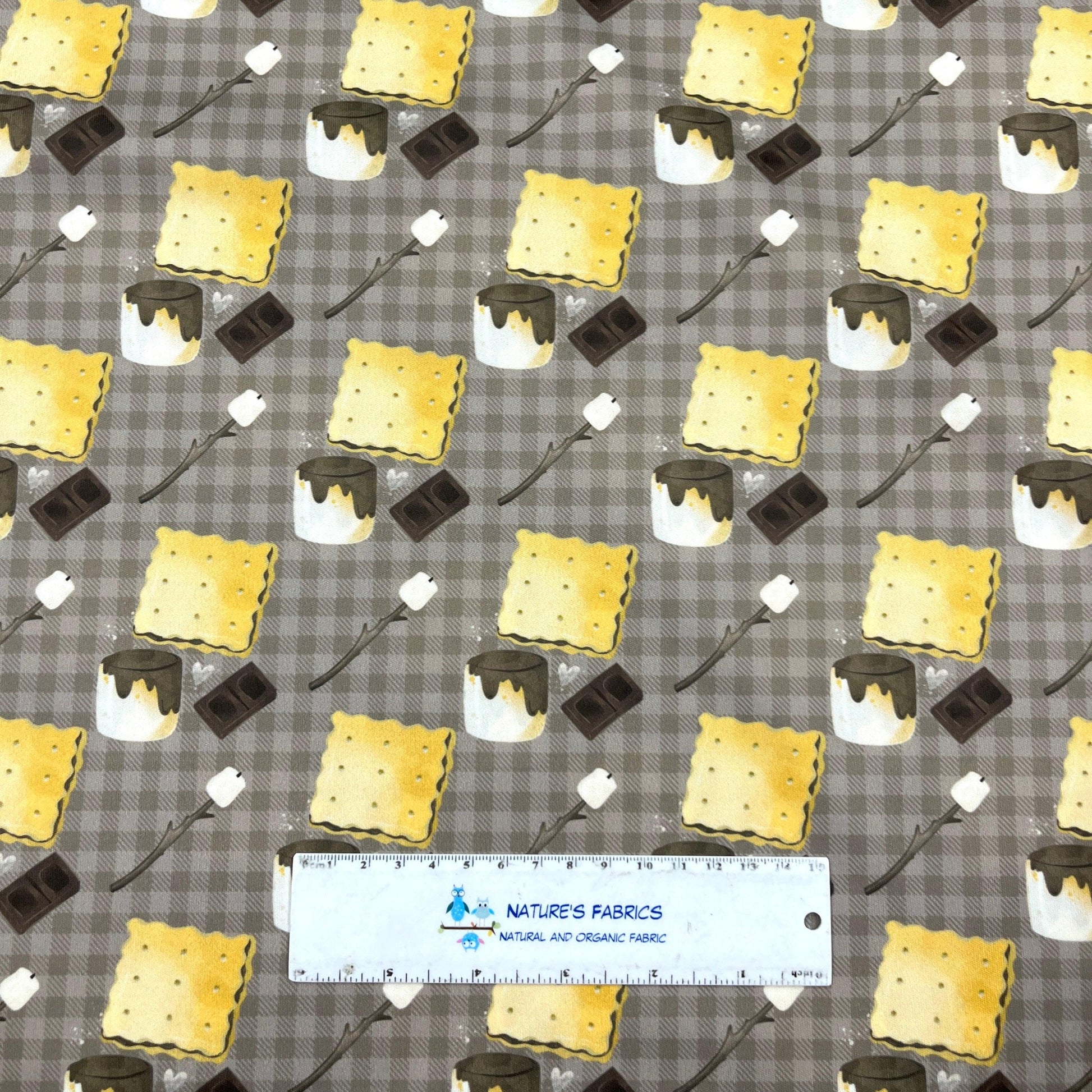 Smores on Brown Plaid 1 mil PUL Fabric - Made in the USA - Nature's Fabrics