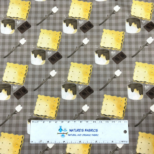 Smores on Brown Plaid 1 mil PUL Fabric - Made in the USA - Nature's Fabrics