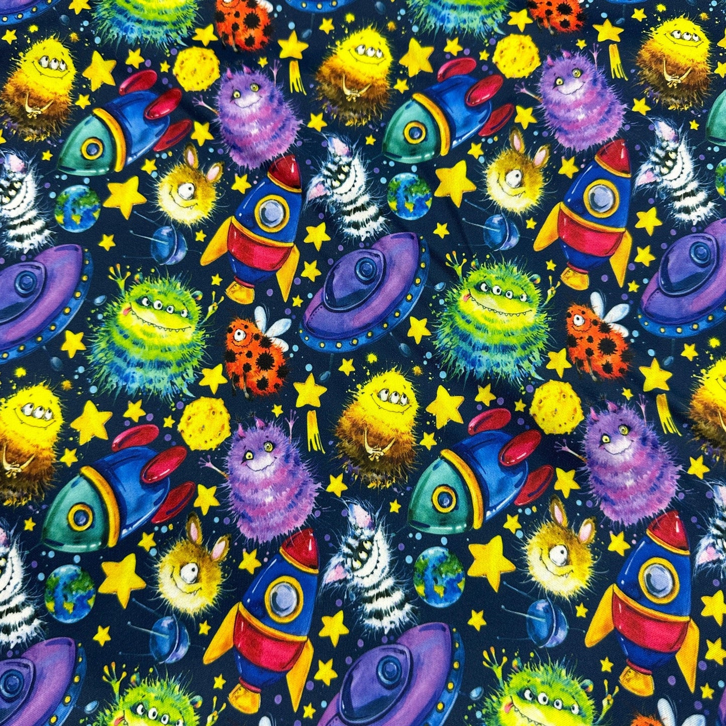 Space Monsters 1 mil PUL Fabric - Made in the USA - Nature's Fabrics