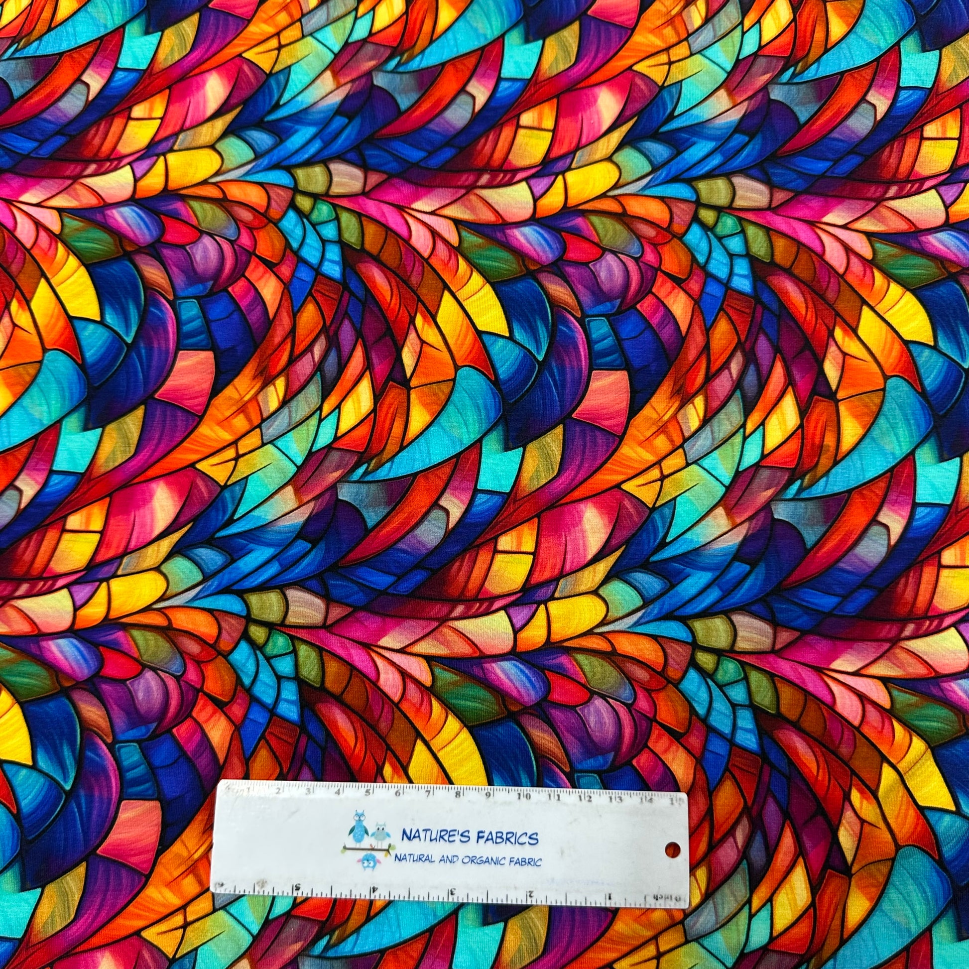 Stained Glass Swirls on Bamboo/Spandex Jersey Fabric - Nature's Fabrics