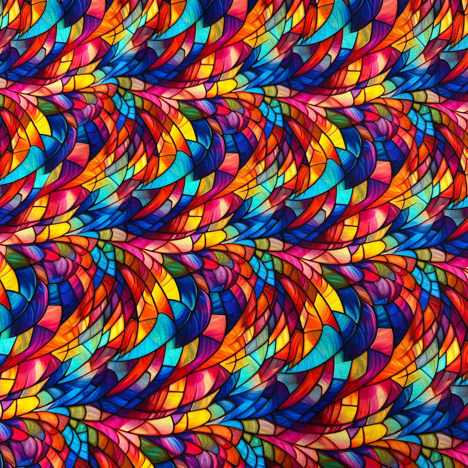 Stained Glass Swirls on Bamboo/Spandex Jersey Fabric - Nature's Fabrics