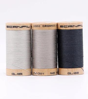 Stormy Greys Organic Cotton 30WT 3 Spool Set - Nature's Fabrics