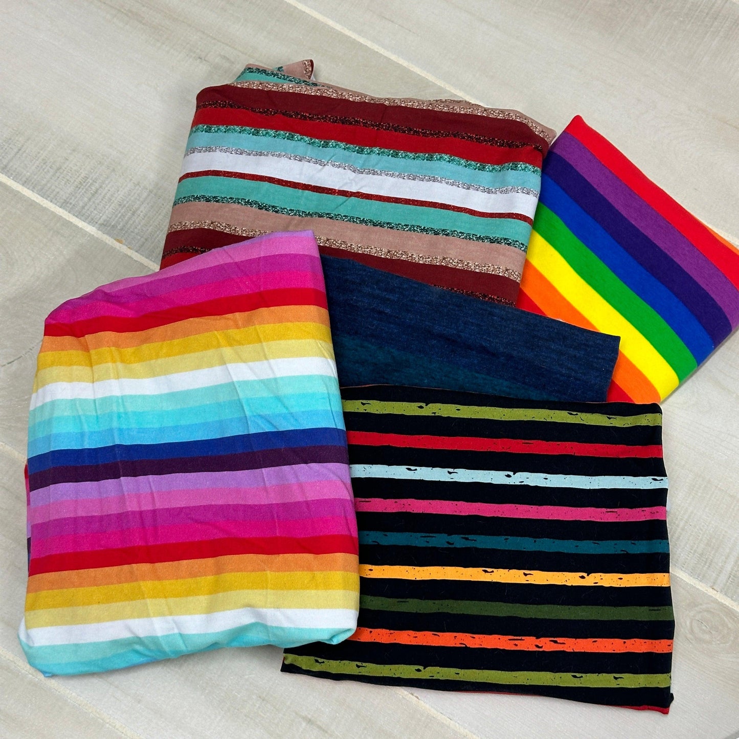 Stripe Cotton/Spandex Jersey Fabric Bundle #1270 - Nature's Fabrics