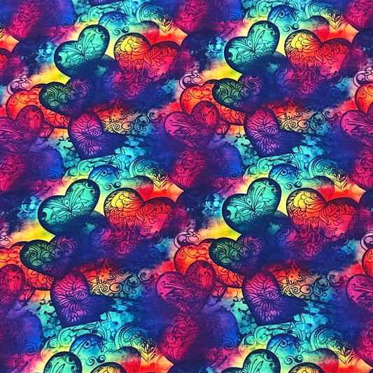 Tattoo Ink Hearts on Bamboo/Spandex Jersey Fabric - Nature's Fabrics