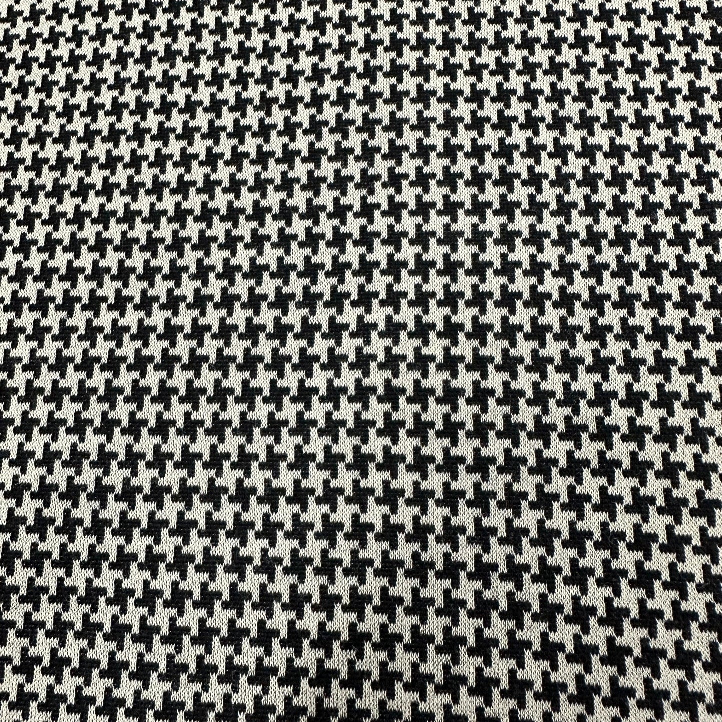 Taupe and Black Houndstooth Merino Wool Interlock Blend Fabric - Nature's Fabrics