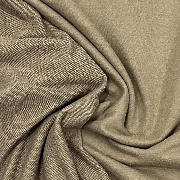 Taupe Medium Weight Organic Cotton French Terry Fabric - Grown in the USA - Nature's Fabrics