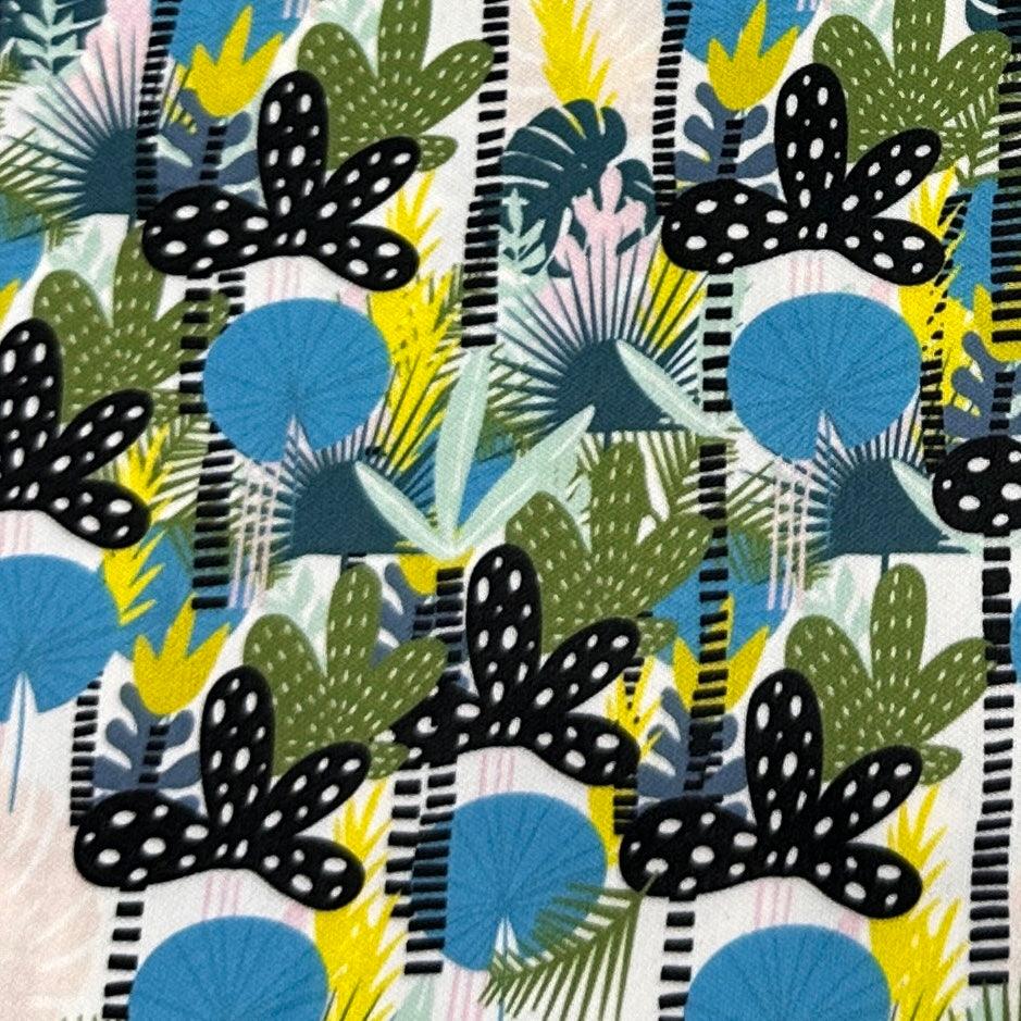 Teal and Green Palms 1 mil PUL Fabric - Made in the USA - Nature's Fabrics