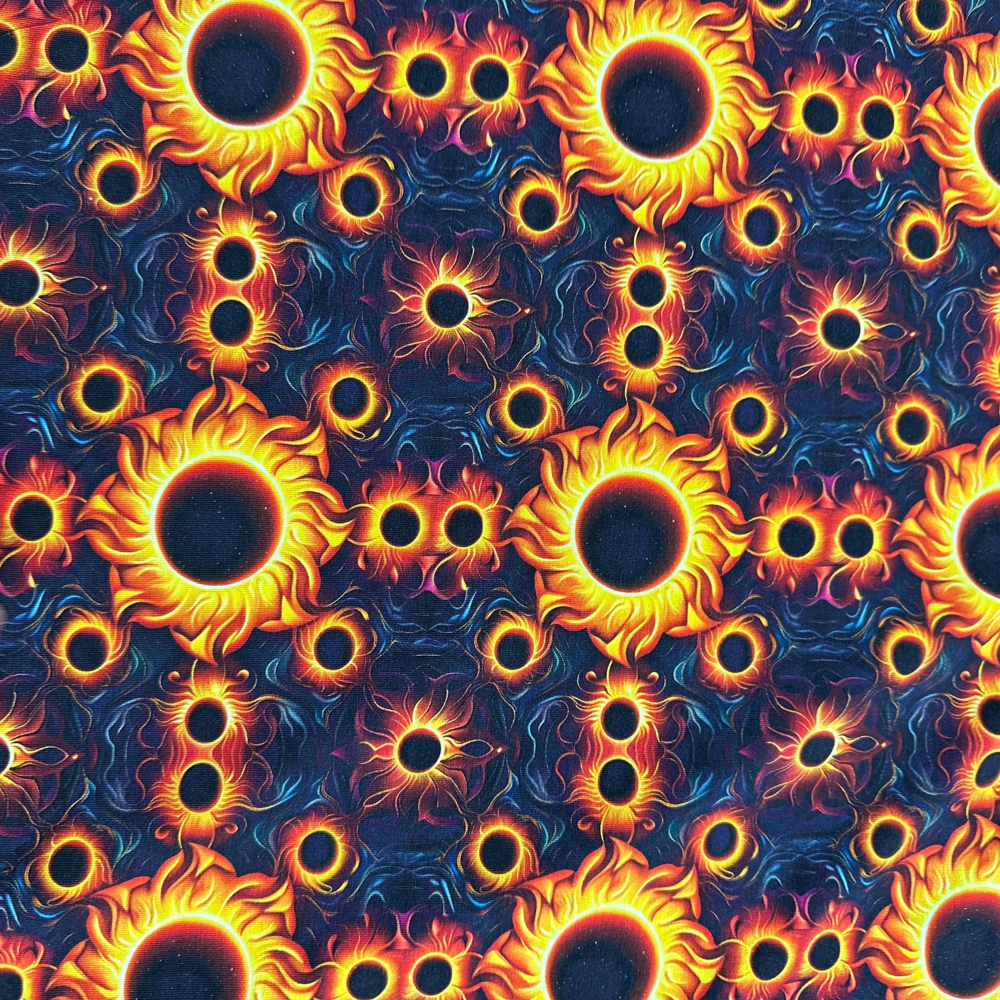 Total Solar Eclipse Flower on Bamboo/Spandex Jersey Fabric - Nature's Fabrics