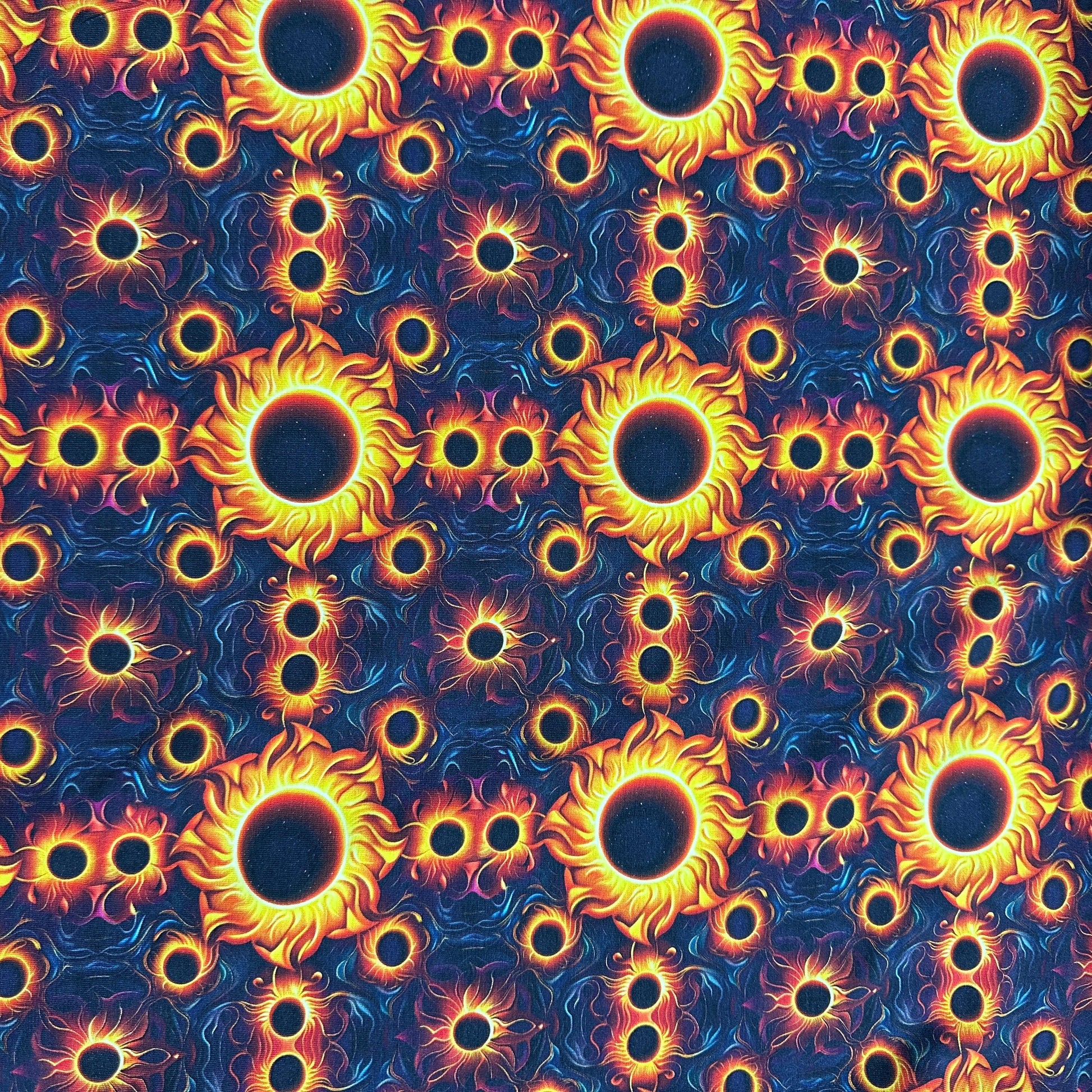 Total Solar Eclipse Flower on Bamboo/Spandex Jersey Fabric - Nature's Fabrics