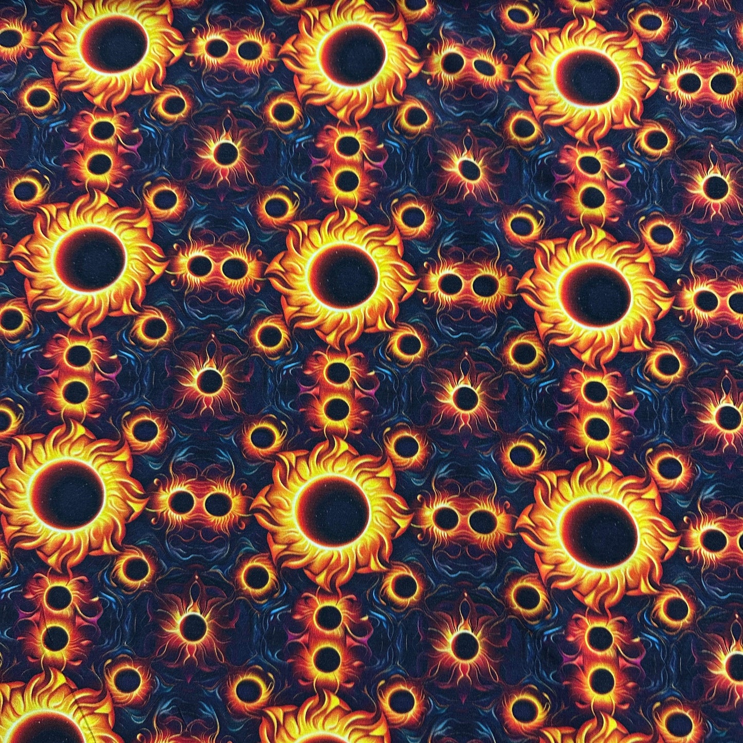 Total Solar Eclipse Flower on Bamboo/Spandex Jersey Fabric - Nature's Fabrics