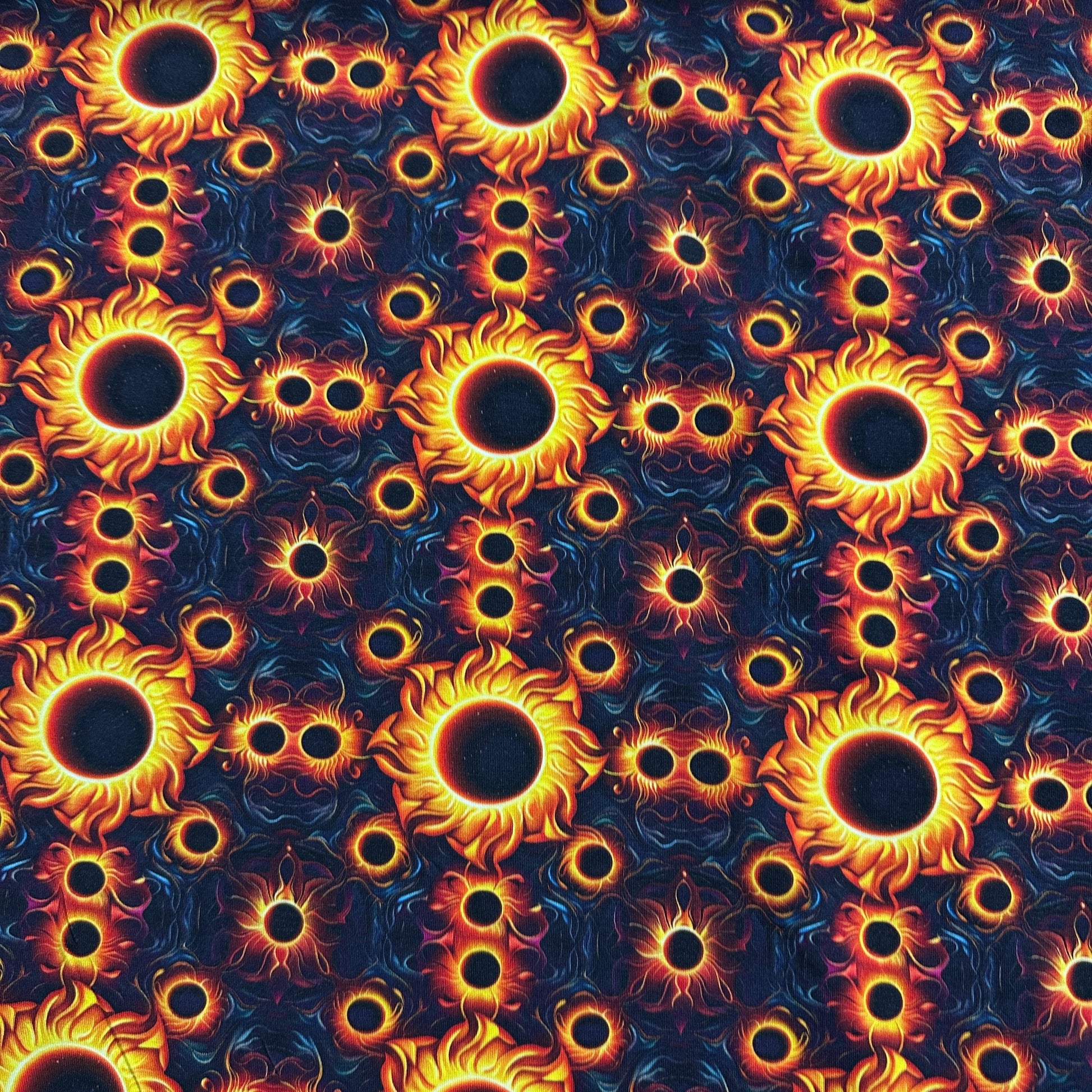 Total Solar Eclipse Flower on Bamboo/Spandex Jersey Fabric - Nature's Fabrics