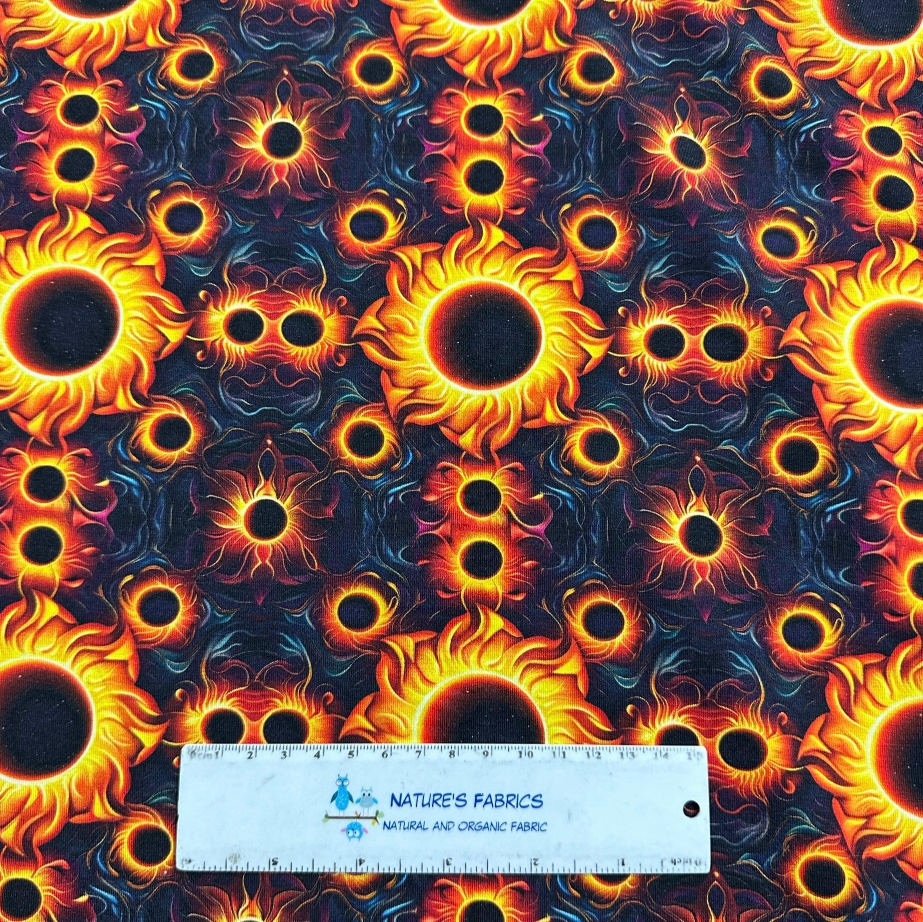 Total Solar Eclipse Flower on Bamboo/Spandex Jersey Fabric - Nature's Fabrics