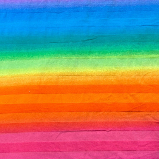 Vibrant Rainbow Stripes on Polyester/Spandex Jersey Fabric - Nature's Fabrics